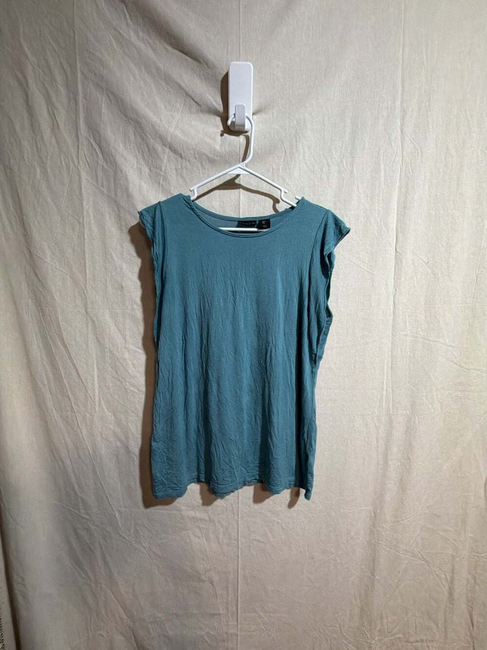 Tahari Women's Blue Relaxed Cap Sleeve Muscle Tee